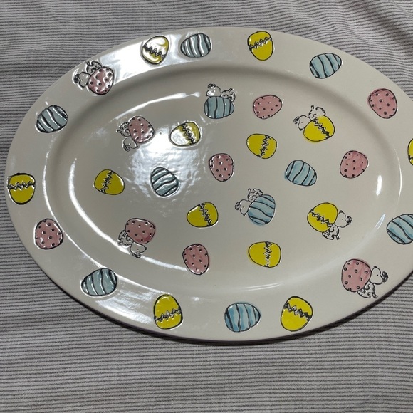 Peanuts Snoopy Easter Eggs Spring Serving Tray Platter Oval Pastel Colors 14” - Picture 1 of 1